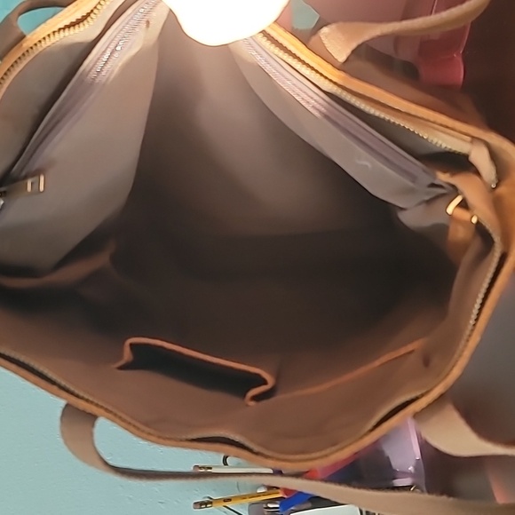 S Zone Women's Bag Large Tote Brown Laptop Crazy Horse Leather Pockets Neutral - Picture 9 of 13